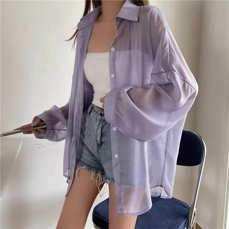 Semi Sheer Button Down Shirt - P12 Hub Europe