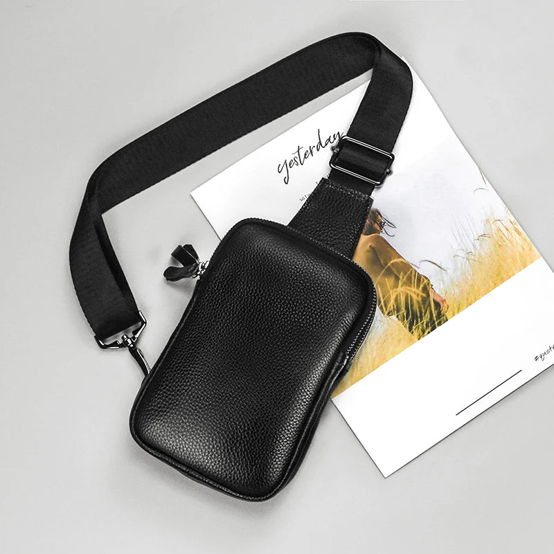 Mens Leather Small Crossbody Bag Shoulder Sling Bag Women Daypacks Chest Bag for Fishing Travel Hiking Backpacks Outdoor Sports