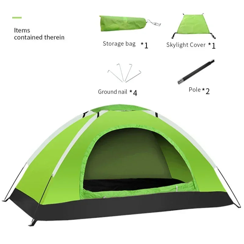 Camping Pop-up Tent Waterproof UV Protection Single Layer Double Tent Ideal for Beach Fishing Hiking Travel Outdoor Shelter 1-2P