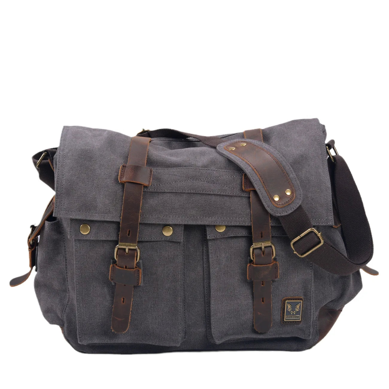 MUCHUAN Canvas Leather Men Messenger Bags Big Satchel Shoulder Bags Male Laptop Briefcase Travel Handbag