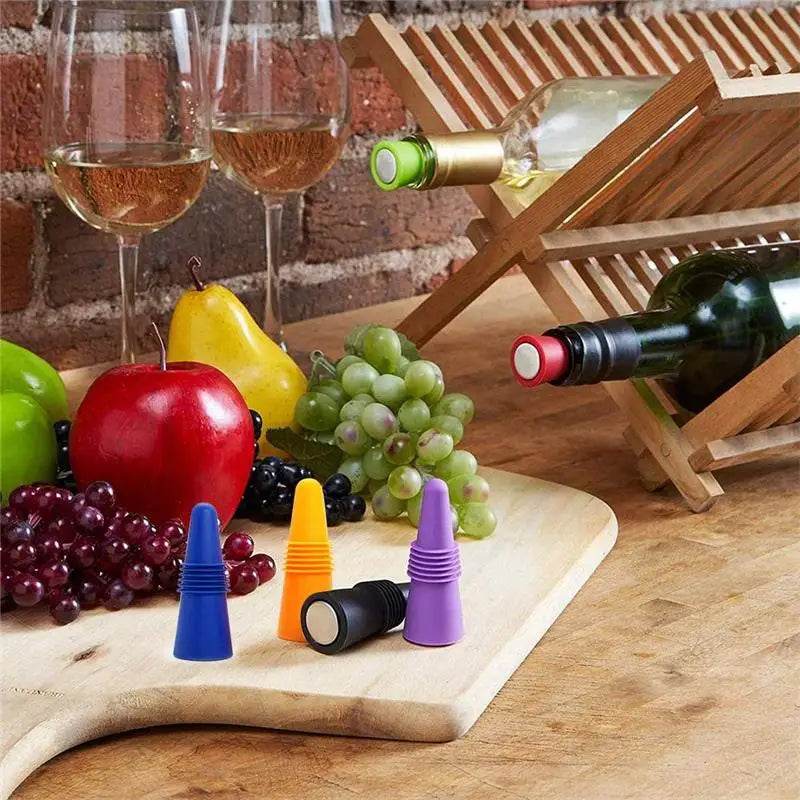 New 6/2/1PC Silicone Wine Bottle Stopper Set Whiskey Leak Proof Beer Champagne Bottle Cap Closer Wine Cork Lid Bar Accessories - P12 Hub Europe