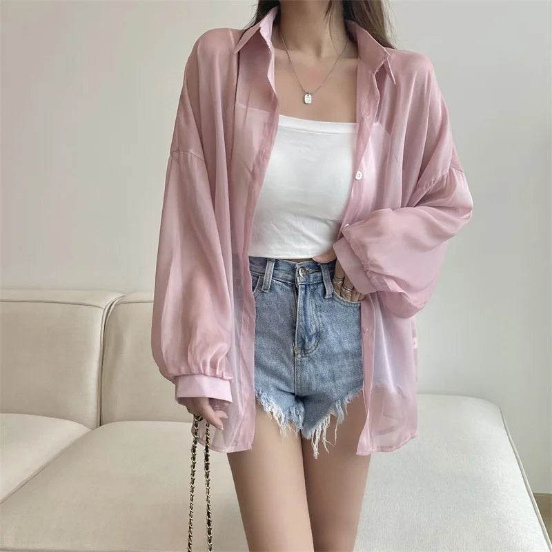 Semi Sheer Button Down Shirt - P12 Hub Europe