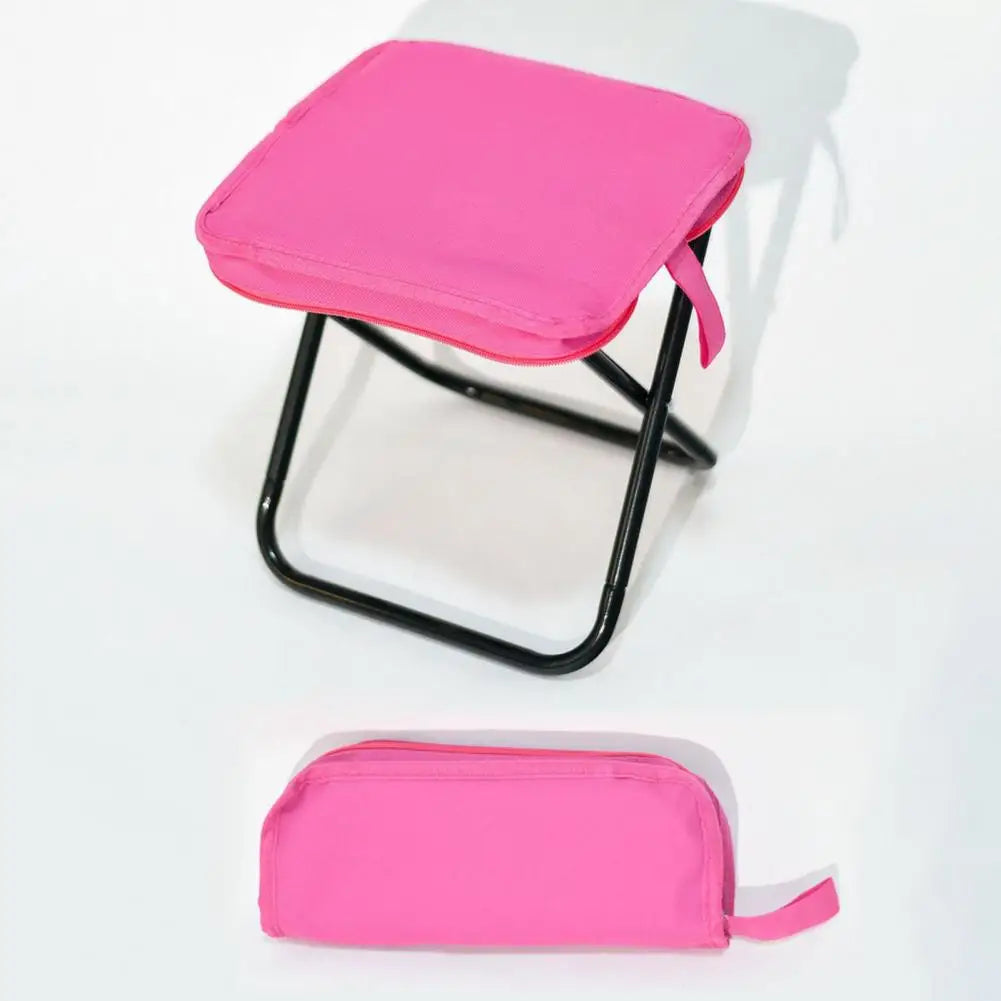 Outdoor Folding Stool with Bag Camping Backpacking Beach Picnic Fishing Chair Collapsible Chair Seat Carbon Steel Folding Stool