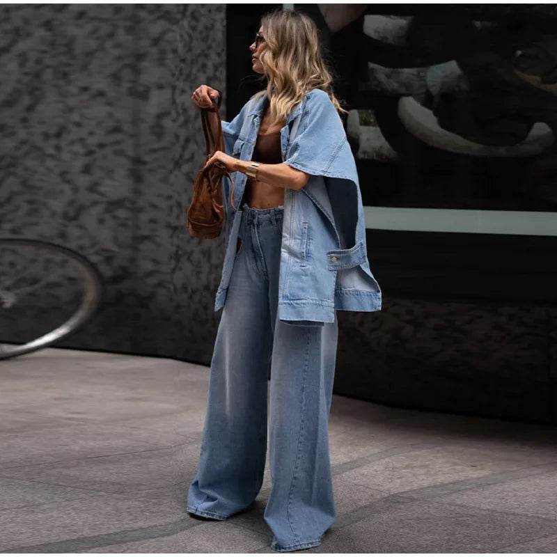 Women's Oversized Denim Two-Piece Set - P12 Hub Europe