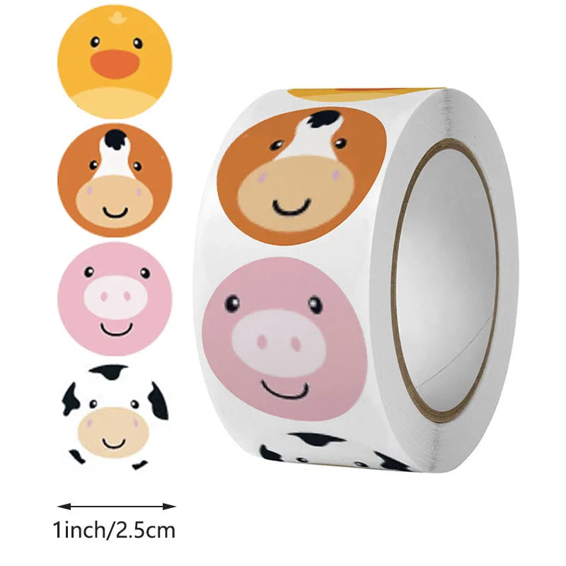 100-500pc Stickers for Children Kids Rolling Animal Roll Stickers Small Cute Toy Game Sticker DIY Gift Sealing Label Decoration