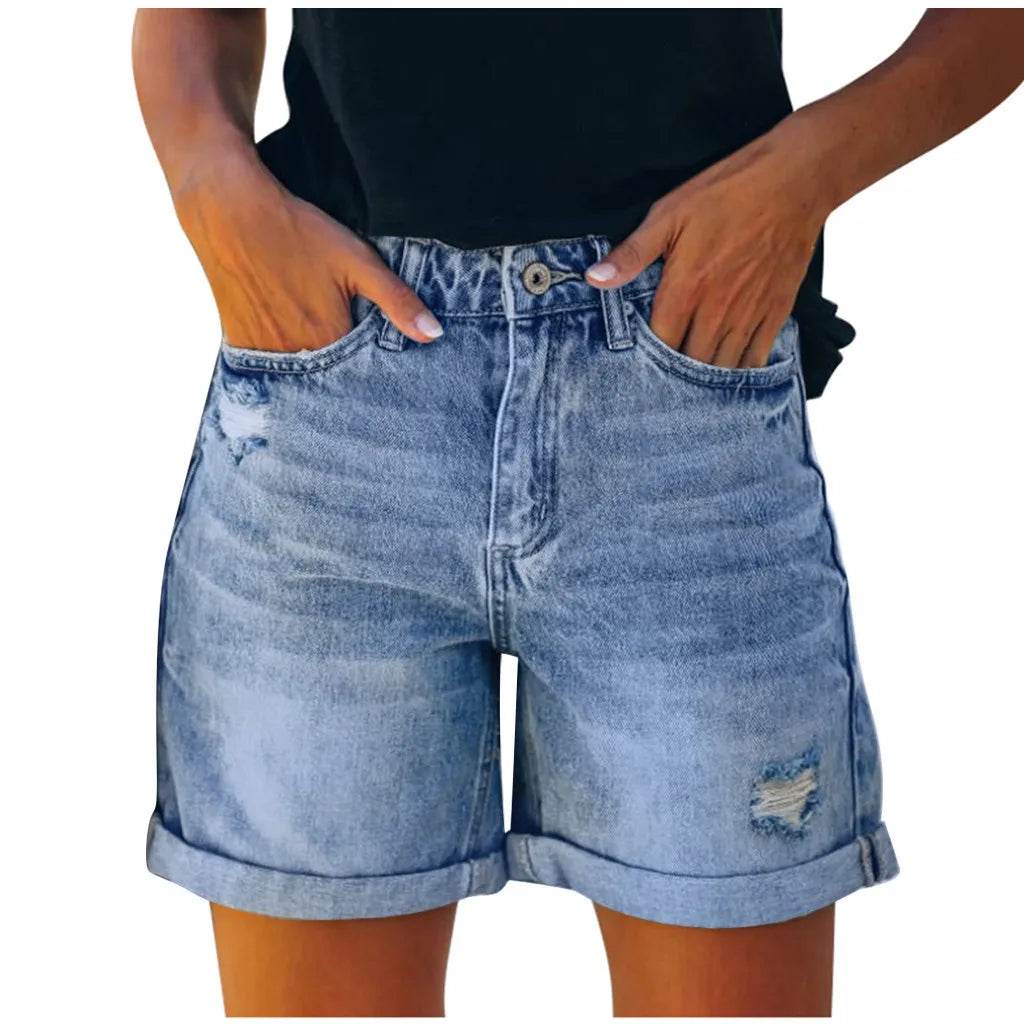 Women's Ripped Tassel Denim Shorts - P12 Hub Europe