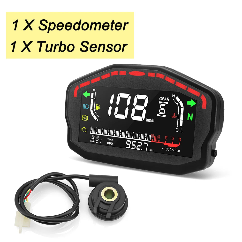 for1, 2,4 Cylinders Motorcycle Digital Board Dash Universal Motorbike Speedometer 0-14000r/min Odometer Gauge Gear Adjustable