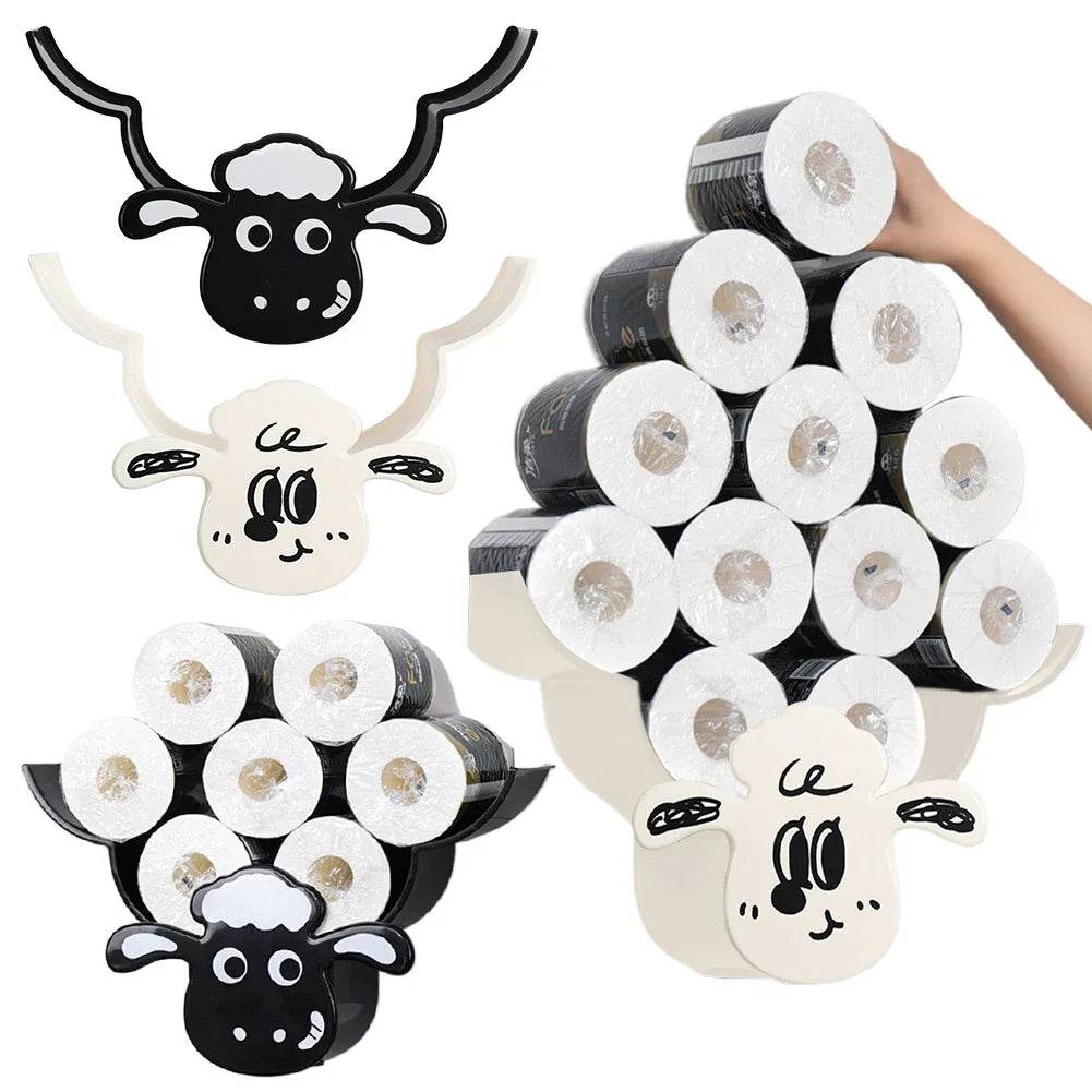 Wall Mounted Paper Storage & Organizer Sheep 7 Rolls Toilet Paper Stand Bathroom Decor Tissue Shelf Bathroom Decorative Hardware - P12 Hub Europe