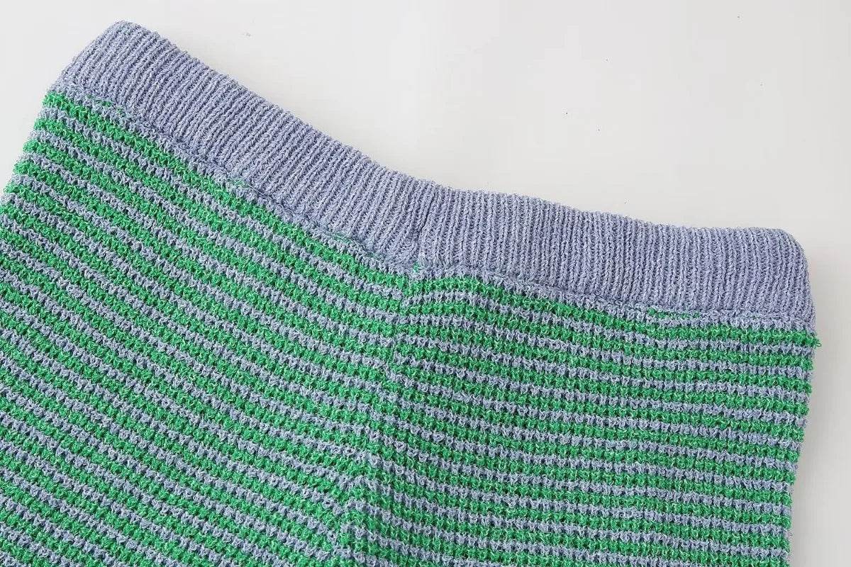 Summer Retro Knitted Shorts Set - P12 Hub Europe