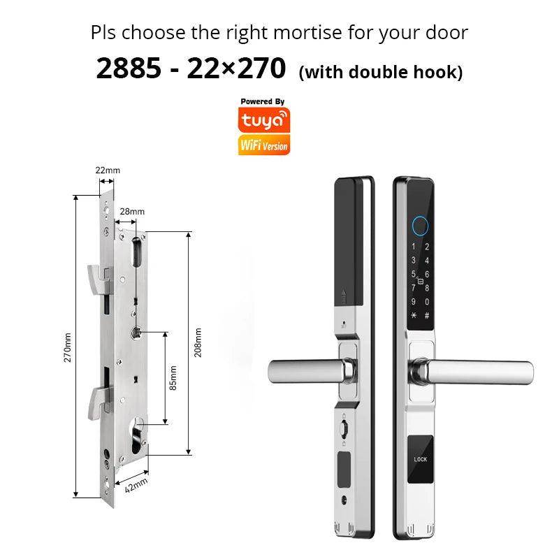 WiFi Sliding Door Lock | IP66, Fingerprint, Card, Code, Glass/Aluminum - P12 Hub Europe