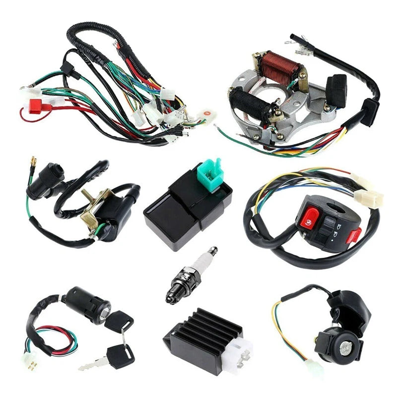 Complete Stator Wiring Harness CDI Ignition Coil Solenoid Set For ATV Electric Quad Bike 50Cc - 125Cc