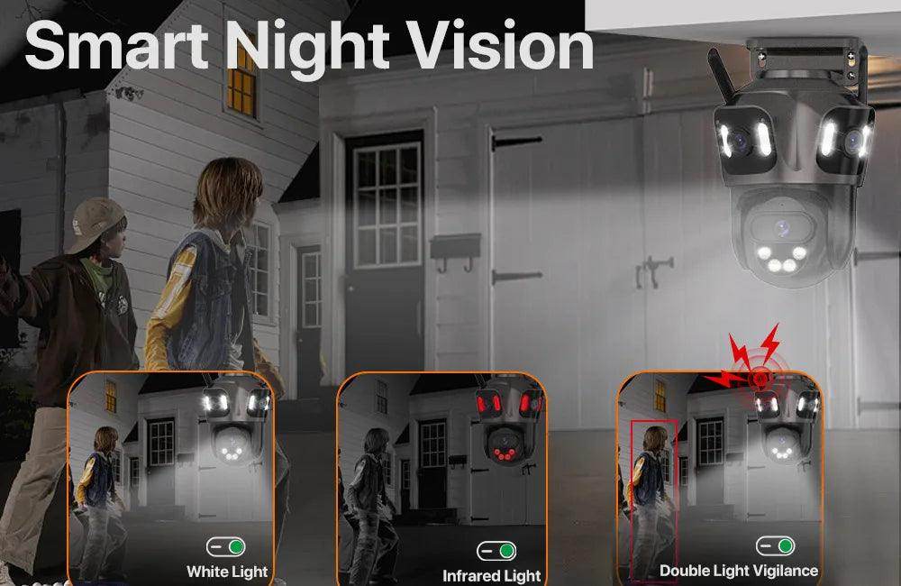 Outdoor Camera 4K 8MP 3-Lens Outdoor Cam | AI Track, PTZ, Color Night - P12 Hub Europe