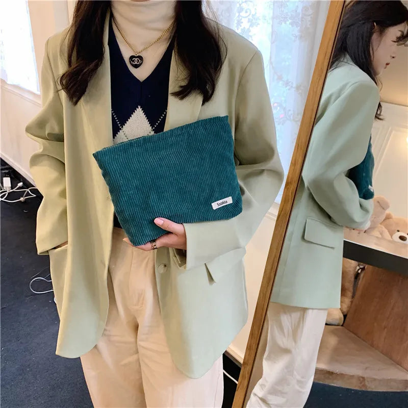 Corduroy Makeup Bag for Female Internet Celebrity, Large Capacity Lipstick Makeup, Change, Mobile Phone, Handheld Bag