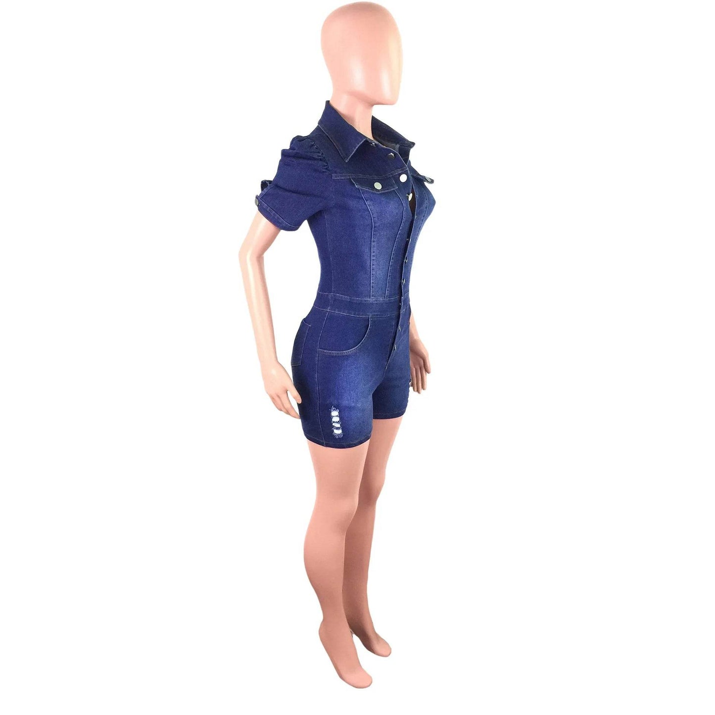 Bleached Denim Shorts Overalls Women - P12 Hub Europe