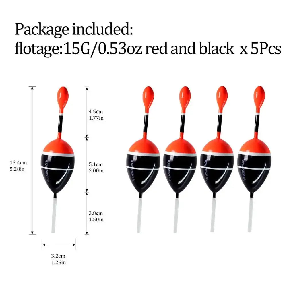 THKFISH 5pcs Fishing Floats Slip Bobber Rigs Balsa Wood Sea Fishing Float 5g 15g Buoyancy Fishing Buoys For Catfish Fishing