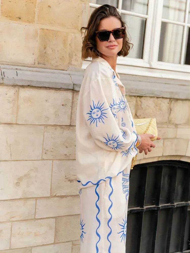 Print Wide-Leg Pants Set - P12 Hub Europe