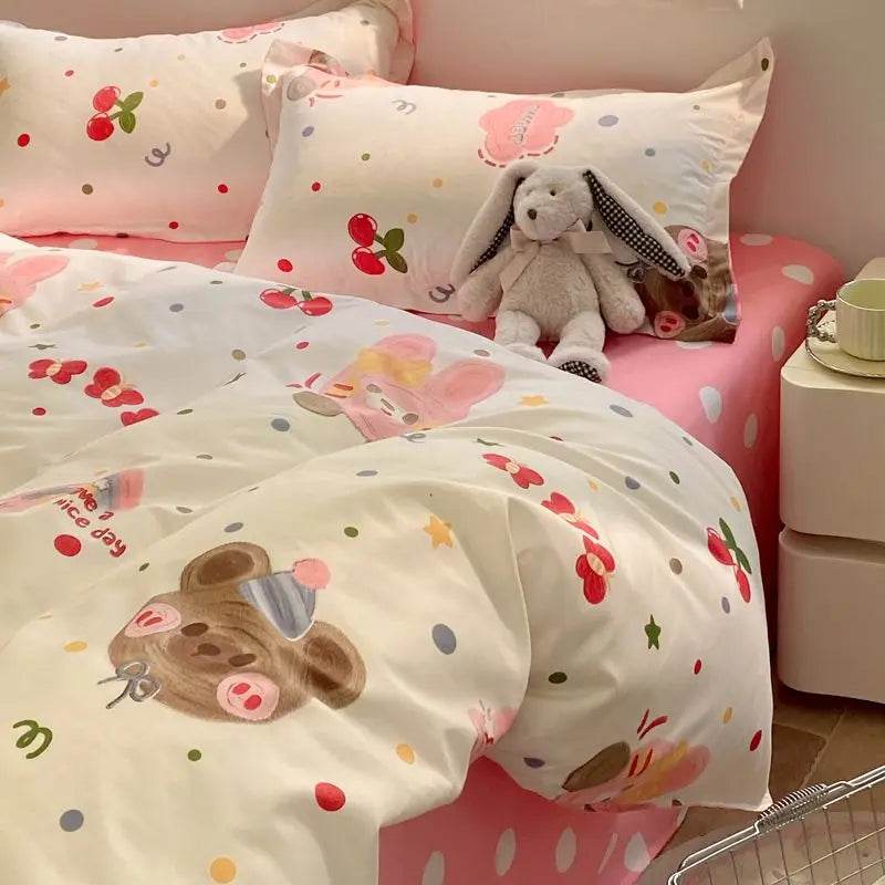 Summer Bedding Set 2024 Ins Twin Queen Duvet Cover Flat Sheet Pillowcase No Filler Girl Boys Hotel Home Bed Linens - P12 Hub Europe