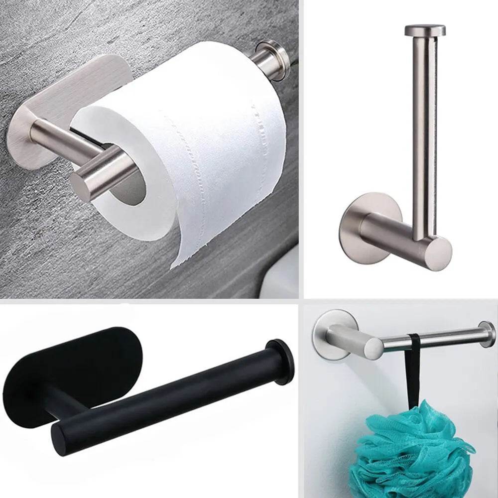 No Drilling Toilet Paper Holder Bathroom Roll Tissue Towel Dispenser Hanger Stainless Steel Napkin Storage Kitchen Accessories - P12 Hub Europe