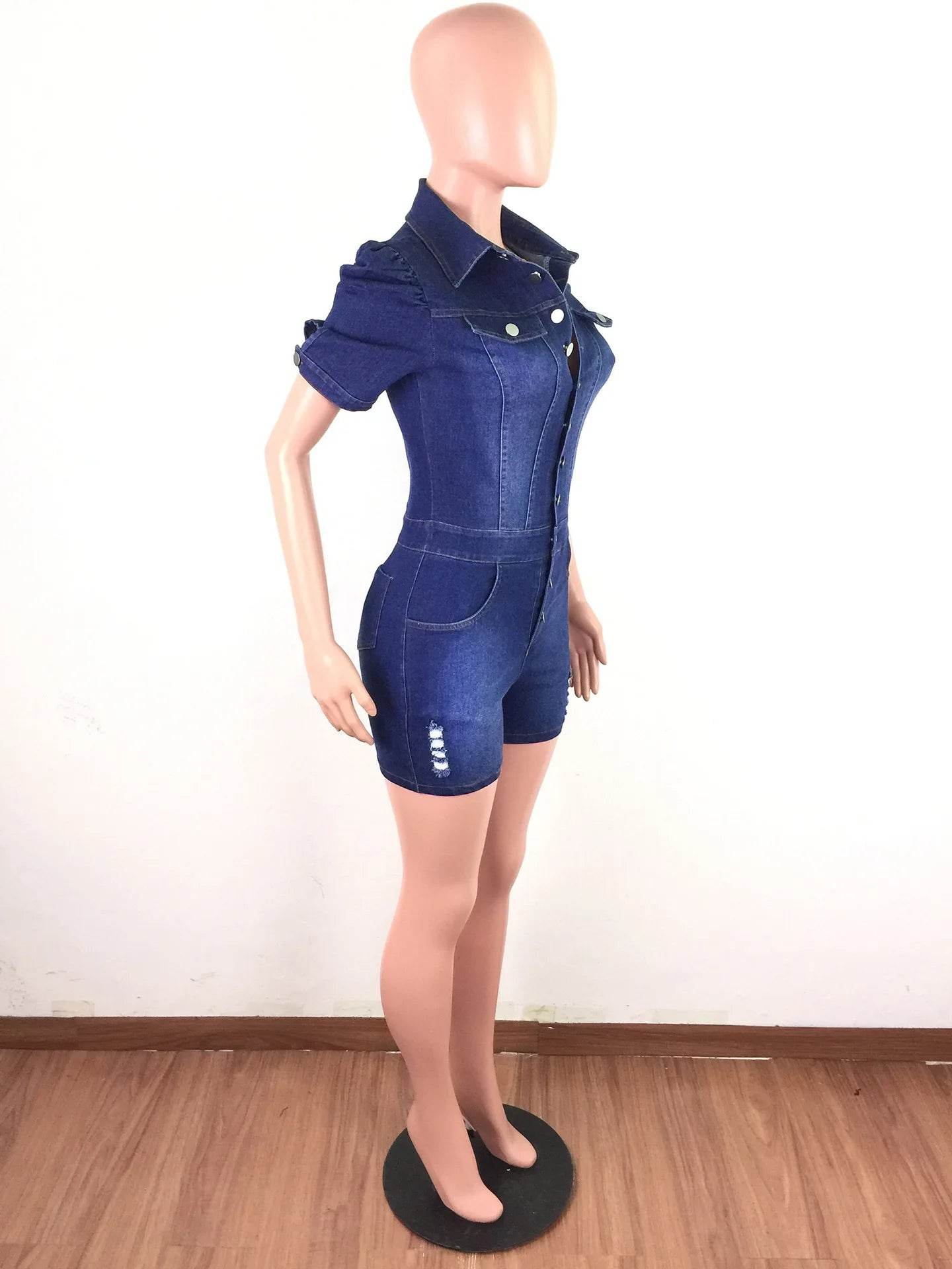 Bleached Denim Shorts Overalls Women - P12 Hub Europe