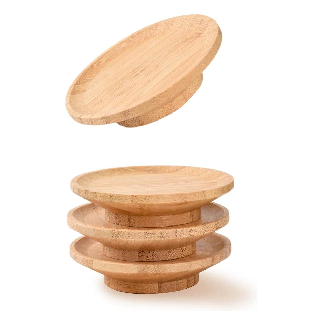 1-4Pcs Wine Glass Charcuterie Topper, Bamboo Wine Glass Covers for Appetizers Wine Glass Topper Coasters Plate for Bars Party - P12 Hub Europe