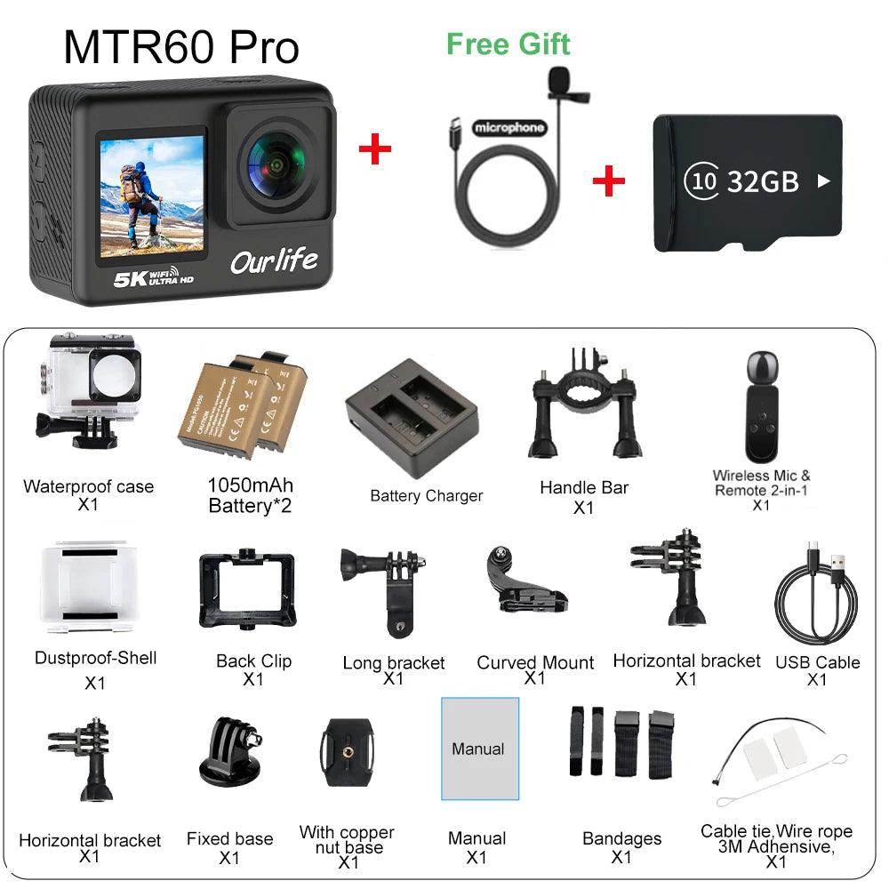 5K Action Camera Ourlife MTR60 ProTouchscreen, EIS, Waterproof - P12 Hub Europe