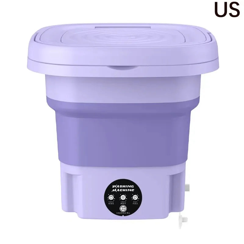 8L Retractable Folding Small Washing Machine with Spin Dryer Portable Small Ultrasonic Travel Washing Machine