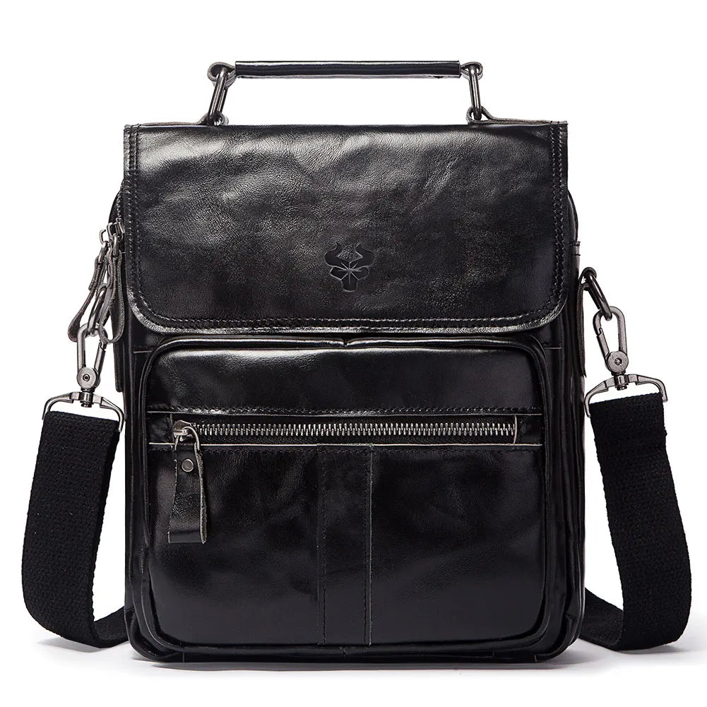 HUMERPAUL Genuine Leather Men's Shoulder Bag Luxury Work Business Messenger Bags Fashion Male Crossbody with Adjustable Straps