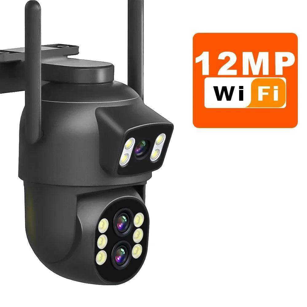 Camera Dual Lens PTZ WiFi 6/12MP, 10x Zoom, AI, Night - P12 Hub Europe