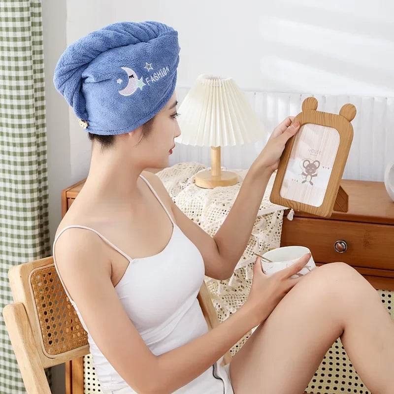 1pc Quickly Dry Hair Hat Super Absorbent Soft Bathroom Women Head Towels Girls Cute Hair Towel Hair Dry Wrap Bonnets - P12 Hub Europe