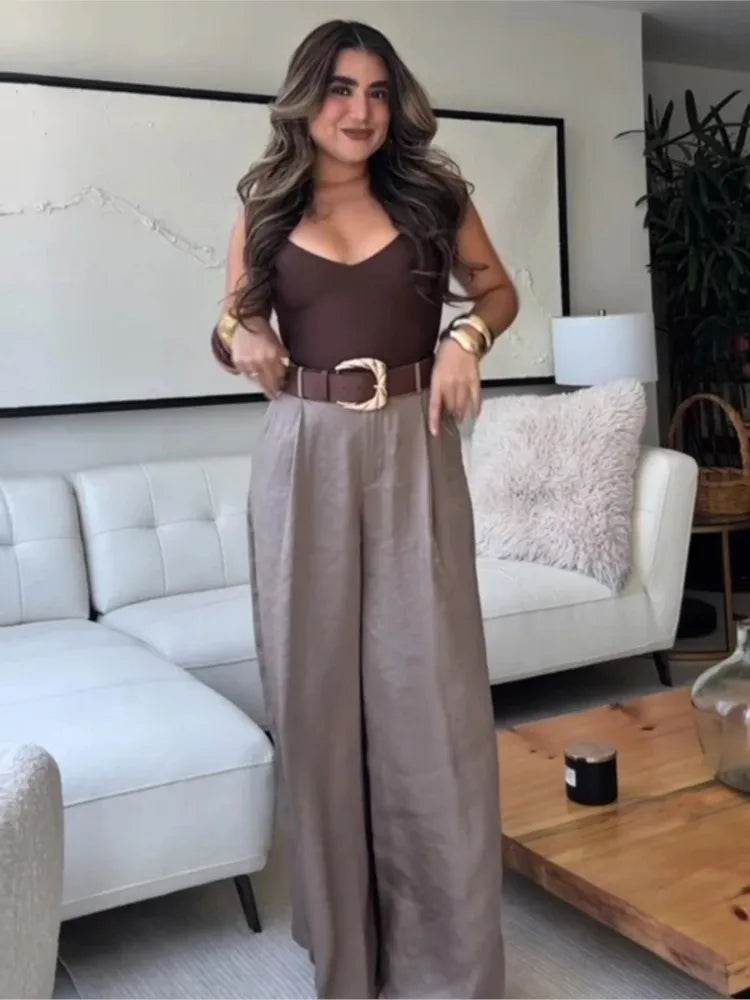 HipSeam Satin Wide Leg Trousers - P12 Hub Europe