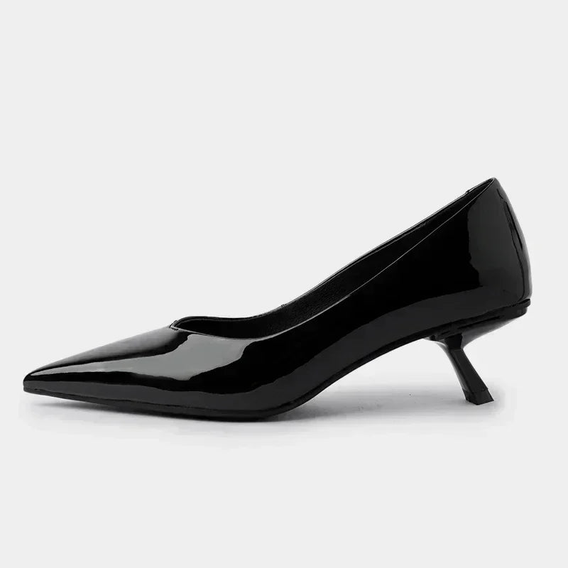 JOZHAMTA Size 34-43 Women Pumps Real Leather Thin High Heels Shoes Vintage Pointed Toe Slip-On Shoes Classic Office Lady Dress