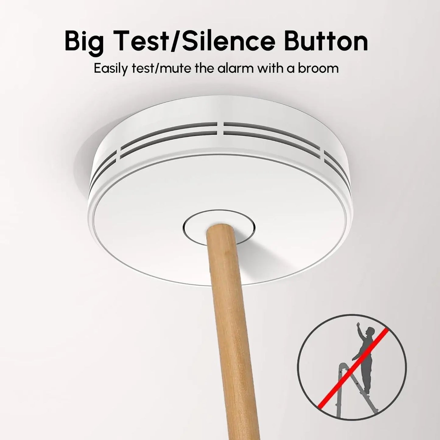 Smoke Alarm for Home, 10-Year Battery Smoke Detector Fire Alarm with Big Test/Silence Button, CE, VS02