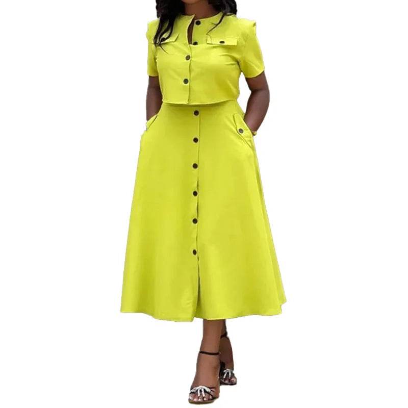 Women Elegant Button Skirt Set - P12 Hub Europe