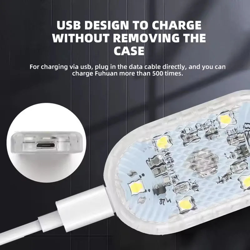 1/2/4PC Mini Car LED Light USB Charging Interior Lighting Lamp for Armrest Box Switch Touch Magnetic Reading Lamp Foot Light