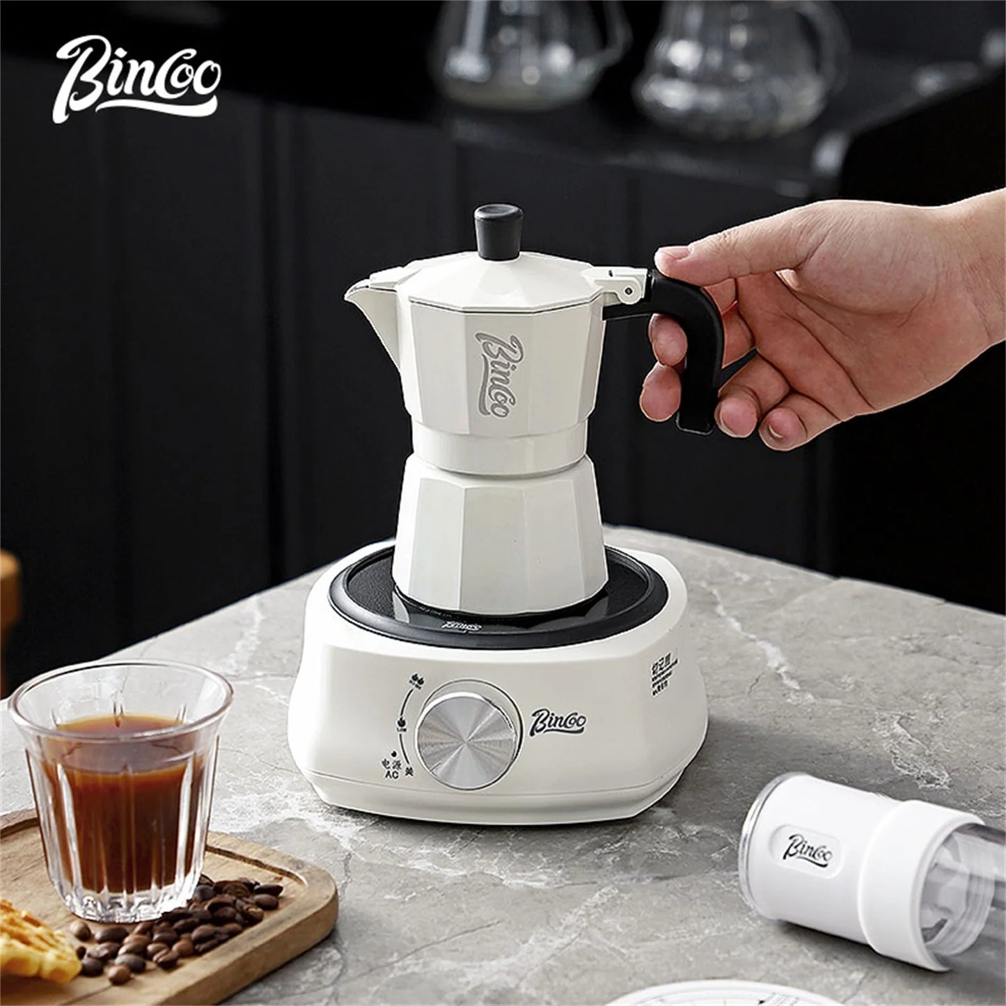 Bincoo Double Valve Moka Pot Coffee Espresso Machine Electric furnace Hand Brewed Coffee Italian Home Outdoor Barista Tools 220V