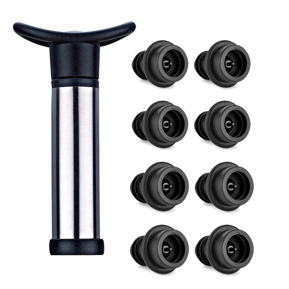 WOTOR Advanced Wine Stoppers Stainless Steel Manual Vacuum Pump Wine Saver Reusable Wine Bottle Stopper Sealer Keep Wine Fresh - P12 Hub Europe