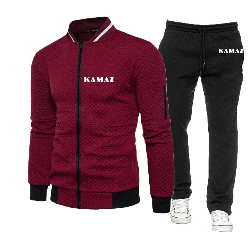 2025 Spring And Autumn Man's KAMAZ TRUCK Logo Print High Quality Fashion Brand Custom Cotton Versatile Hoodies+Long Pants Suits