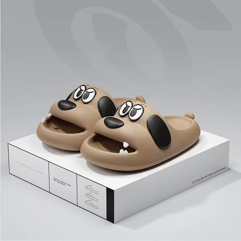 Feslishoet Catroon Dog Thick Slippers Soled Non Slip Slides Bathroom Summer Comfy Shoes Indoor and Outdoor