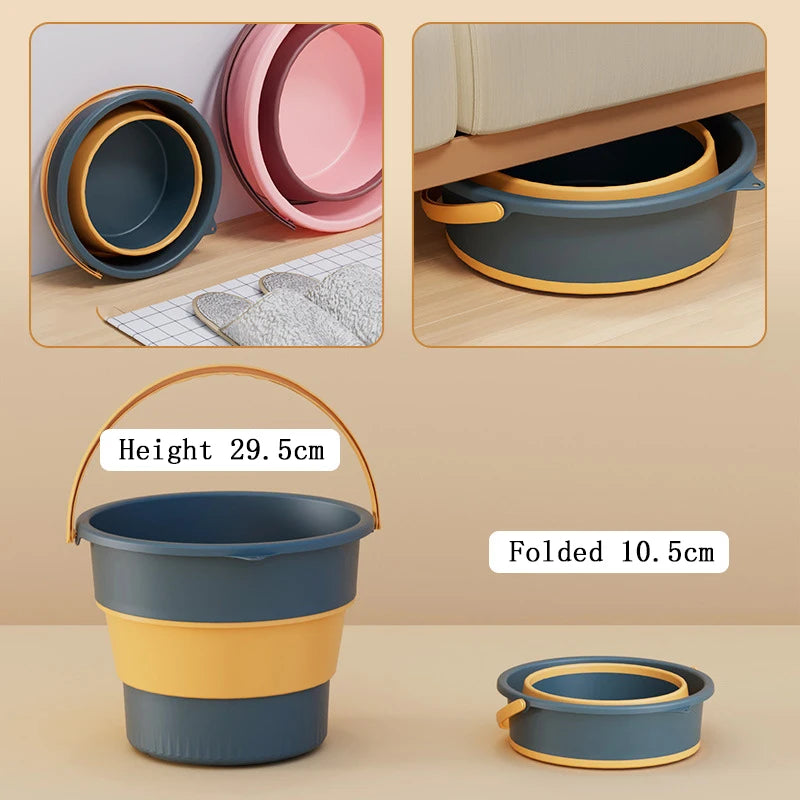 Portable Foldable Bucket Basin 5/10/17L Silicone Bucket Camping Laundry Basket Car Wash Fishing Bathroom Tool Household Supplies