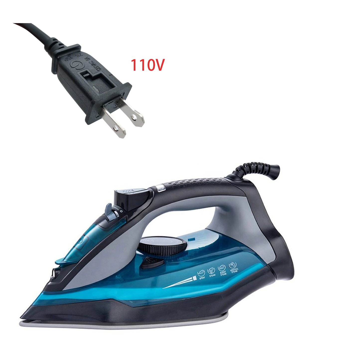 Steam Iron for Clothes Rapid Heating, 2200W Iron with Non-Stick Ceramic Soleplate, Auto-Off, Burst of Steam, Self-Cleaning