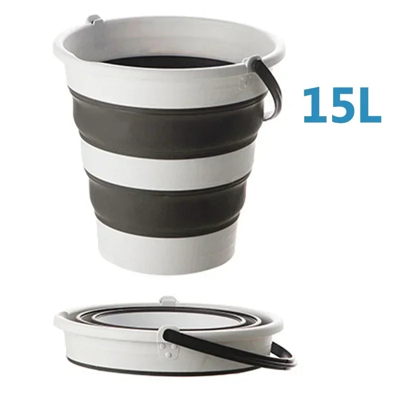 5/10/15L Portable Folding Bucket for Washing Outdoor Foldable Basin Silicone Water Bucket Camping Space Saving Car Wash Buckets