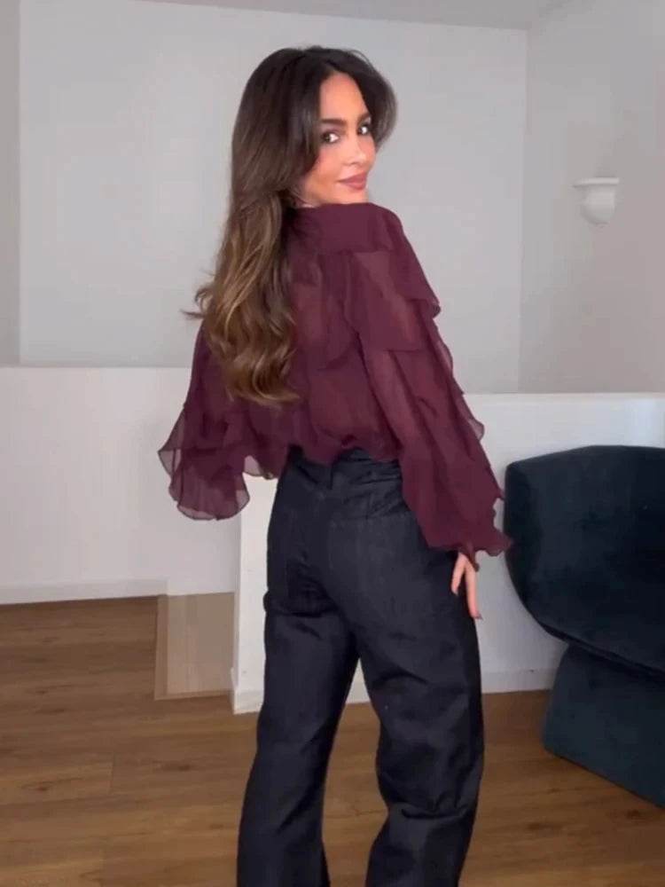 Women's Ruffle Blouse - P12 Hub Europe