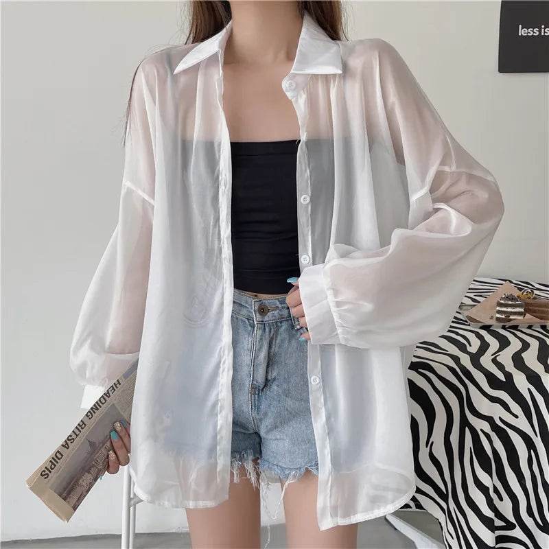 Semi Sheer Button Down Shirt - P12 Hub Europe