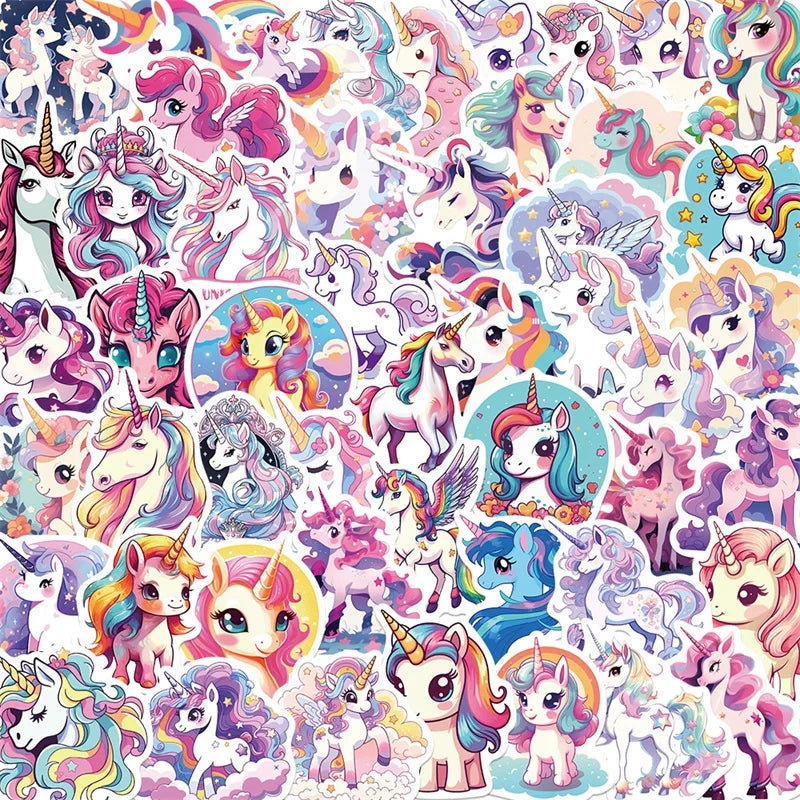 10/30/50PCS Unicorn Flight PVC Sticker Aesthetic Decoration Scrapbooking Children's Korean Stationery School Supplies for Kids