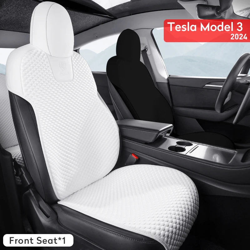 For Tesla Model 3 /Y Car Seat Cover For 2020-2025 Tesla Model 3/Y 5-Seat Ice Silk Seat Cushion Summer Breathable Car Accessories