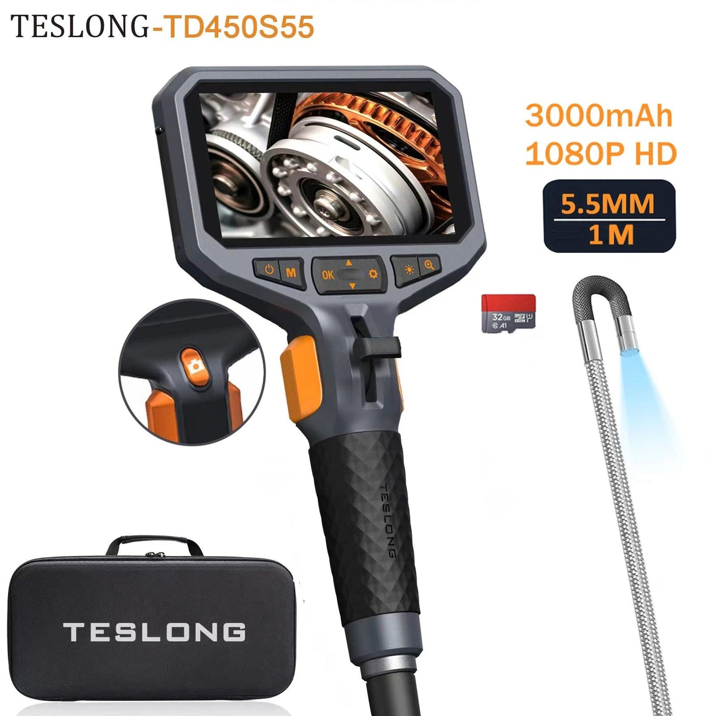 Borescope 5.5mm 360° 1080P, 4.5" IPS, 1M, TD450S - P12 Hub Europe