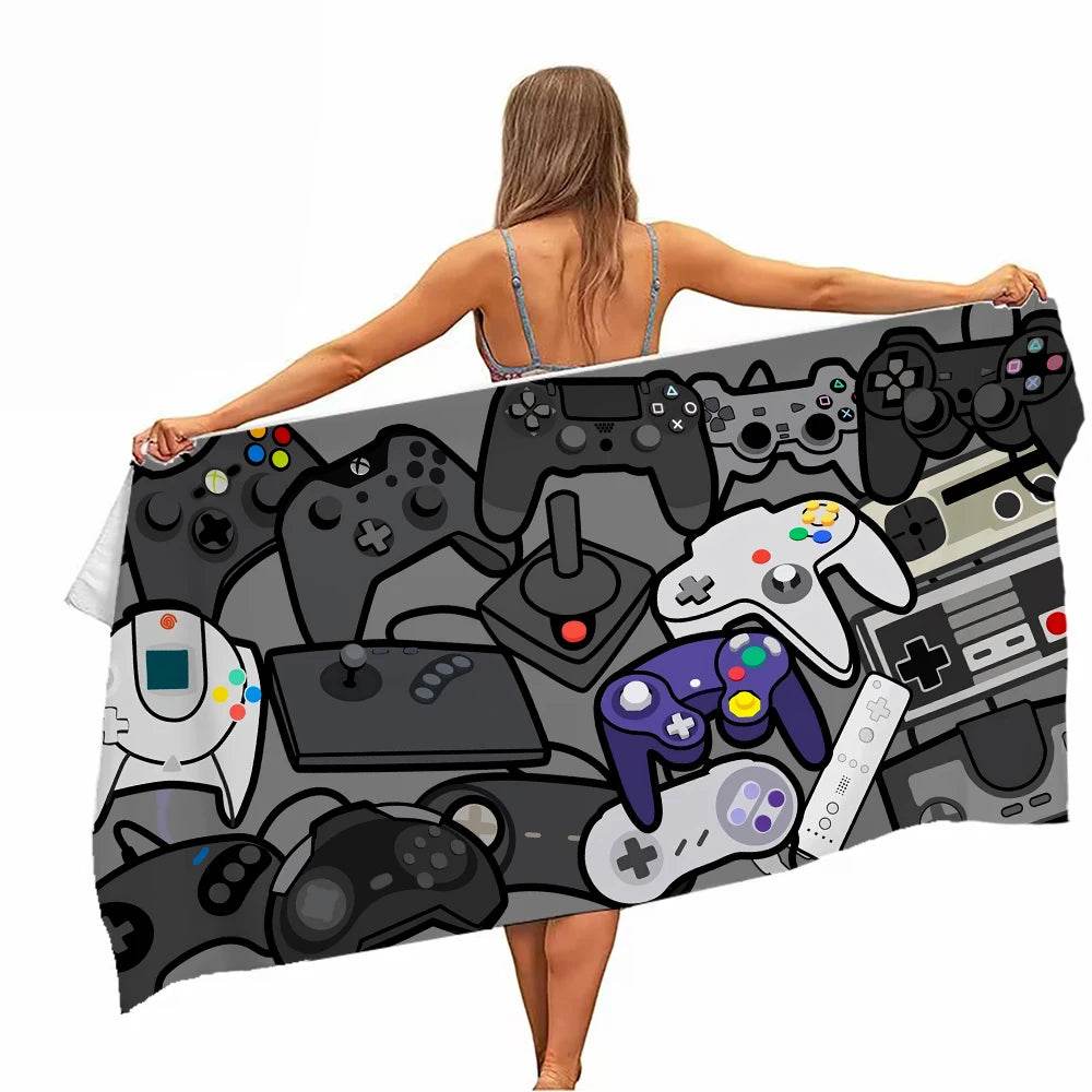 Game Handle Large Beach Towel - Super Absorbent, Quick Dry, Modern Design for Beach and Pool, Easy Care - P12 Hub Europe