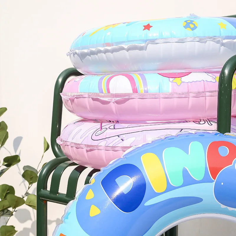 Inflatable Toys Kawaii Kuromi Swimming Ring Cartoon Cute Anti-rollover Kids' Floats Inflatable Baby Swimming Ring Kids Gift