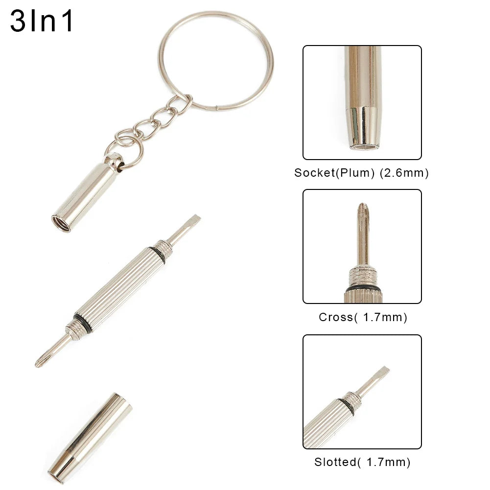 Multifunctional Mini Screwdriver 3in1 Screw Driver Glasses Phone Watch Screw Repair Tool Keyring Key Chain