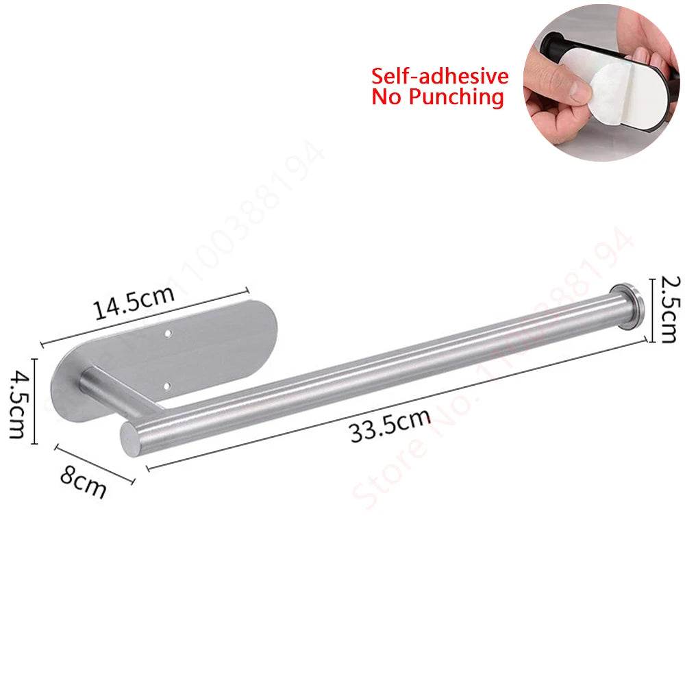 Adhesive Toilet Roll Paper Holder Organizer Wall Mount Storage Stand Kitchen Bathroom No Drill Tissue Towel Dispenser Stainless - P12 Hub Europe
